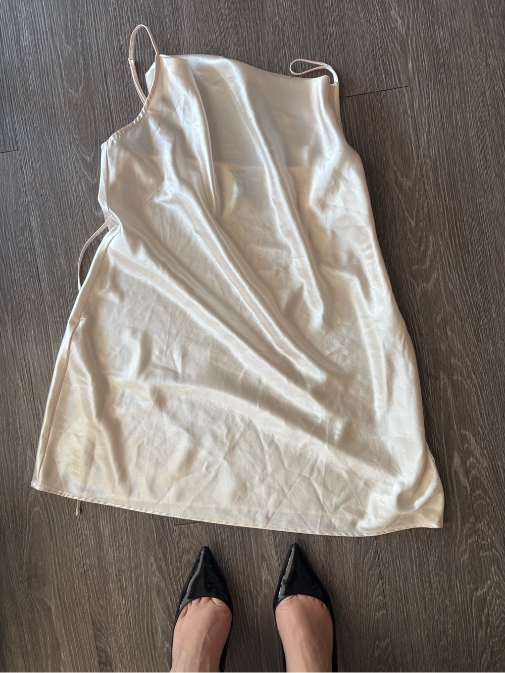 H&M Satin Mini Slip Dress in Ivory